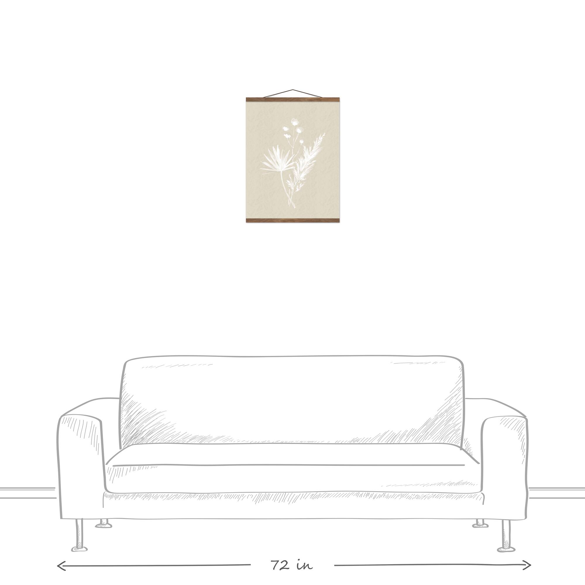 Boho Leaves Silhouette I Teak Hanging Canvas